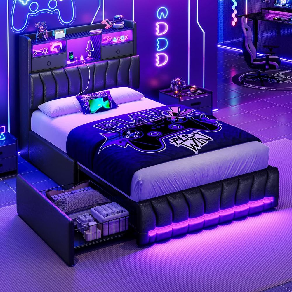 Esports Gaming Bed - Двуспальная кровать с местом для хранения,